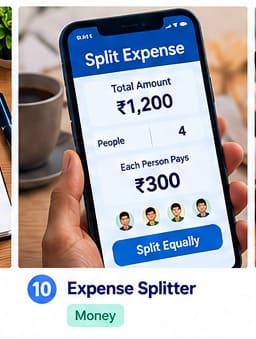 expense splitter: Friends sharing a bill at a table