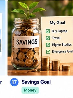 savings goal planner: Savings jar and notebook
