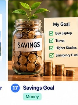 savings goal planner: Savings jar and notebook
