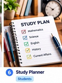 Study notebook and books on a desk